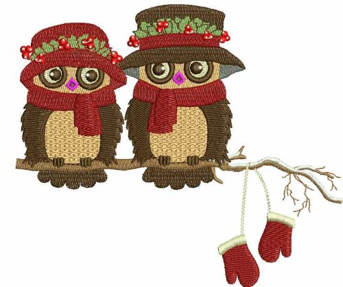 Christmas owls machine embroidery design