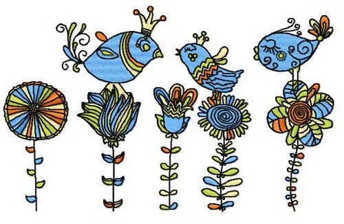 Royal birds machine embroidery design