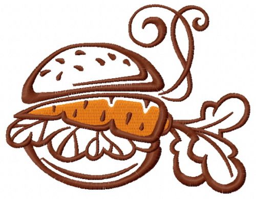 Vegan burger machine embroidery design