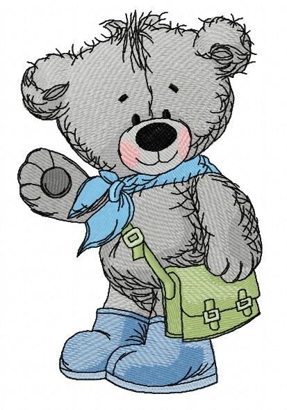 Teddy bear goes to school 2 machine embroidery design