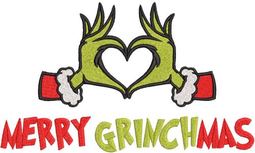 Merry grinhchmas heart embroidery design