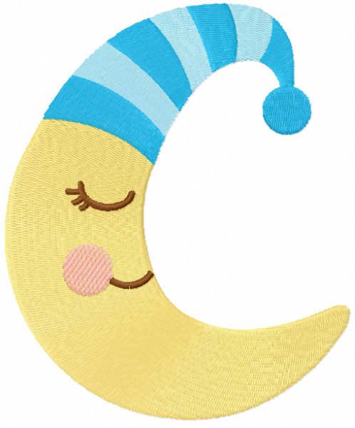 Sleeping crescent embroidery design