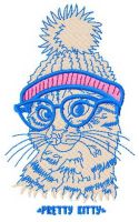 Pretty kitty embroidery design