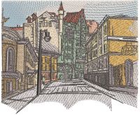 Streets of the old city embroidery design