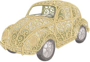 Openwork Volkswagen Beetle car embroidery design