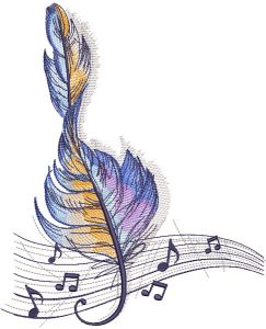 Feather treble clef embroidery design
