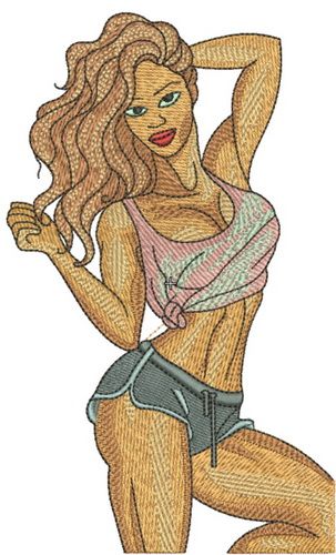 Fitness girl machine embroidery design