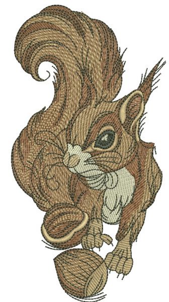 Squirrel with hazelnut 3 machine embroidery design
