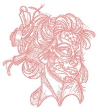 Girl with tattoes on face embroidery design