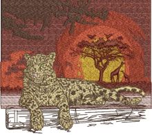 Jaguar in savanna embroidery design