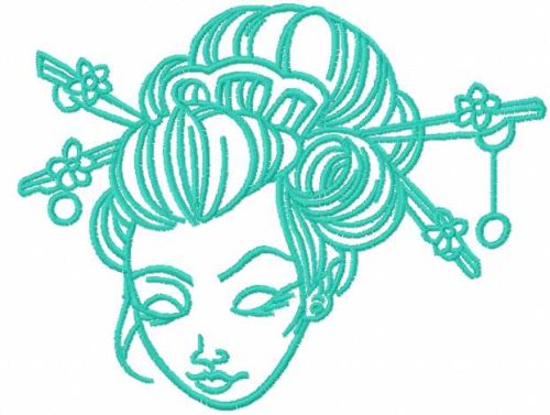 Geisha face free embroidery design
