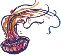 Rainbow jellyfish embroidery design