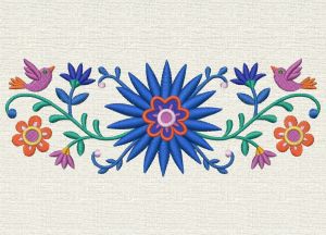 Flowers and birds ornament embroidery design