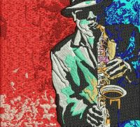 Saxophonist embroidery design