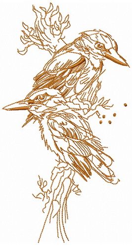 Kingfishers sketch machine embroidery design