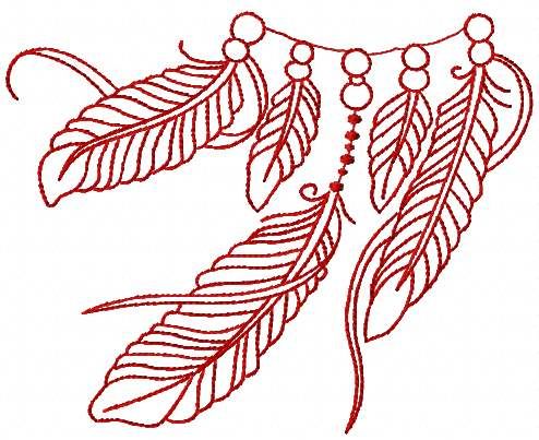 Feathers redwork free embroidery design