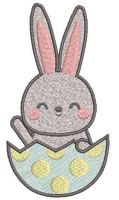 Easter bunny in egg free embroidery design