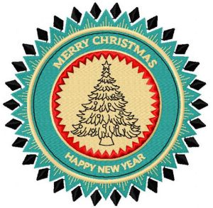 New Year tree badge embroidery design
