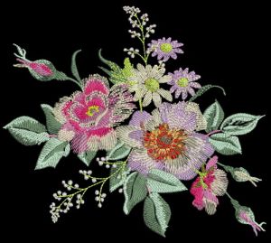 Field bouquet embroidery design