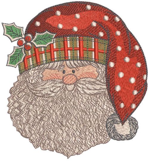Santa Claus happy face embroidery design