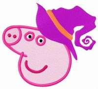 Pig ready for Halloween embroidery design
