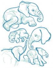 Elephant sketch 5 embroidery design