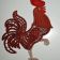 Dark red rooster free embroidery