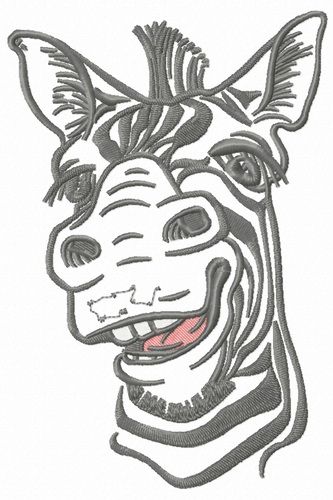 Funny zebra machine embroidery design
