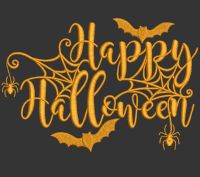 Gold Happy Halloween embroidery design