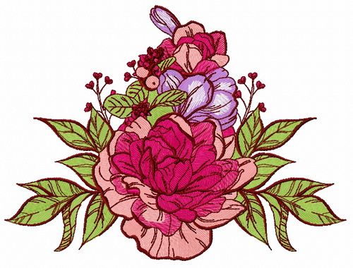 Peony bouquet 3 machine embroidery design