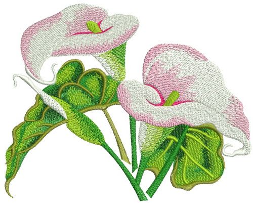 Two arum lilies machine embroidery design