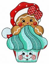 Gingerbread cupcake embroidery design