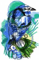 Sparrow watercolor style embroidery design