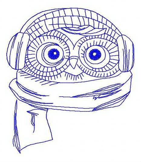 Owl the pilot 3 machine embroidery design