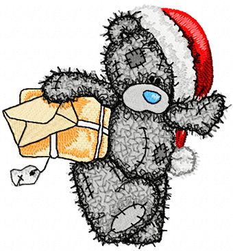 Teddy christmas postman machine embroidery design