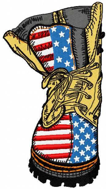American military shoes embroidery design