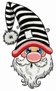 Surprised gnome embroidery design