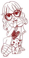Girl and kitten 2 embroidery design