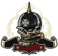 Smoking skull embroidery design