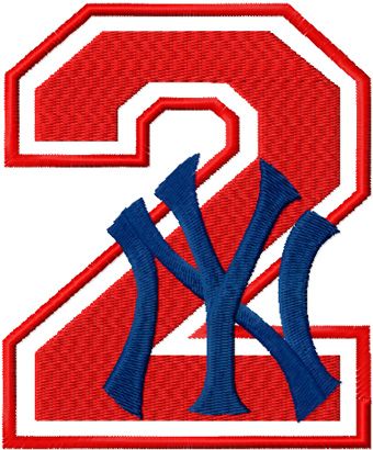 NY Yankees number two machine embroidery design