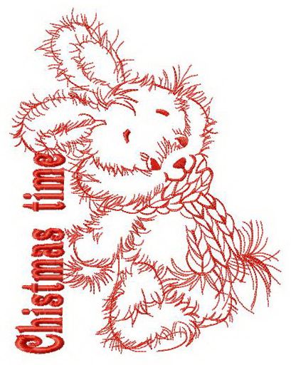Adorable bunny Christmas time machine embroidery design