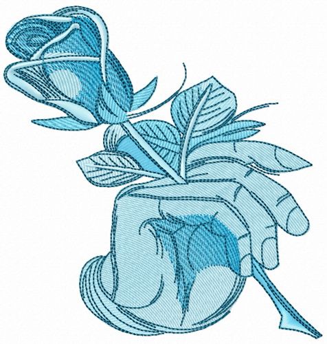 Rose in hand machine embroidery design