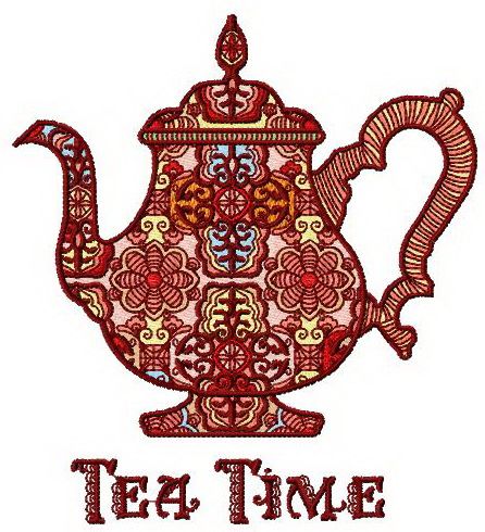 Tea time machine embroidery design
