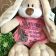 Bunny toy with Teddy bear lily embroidery design