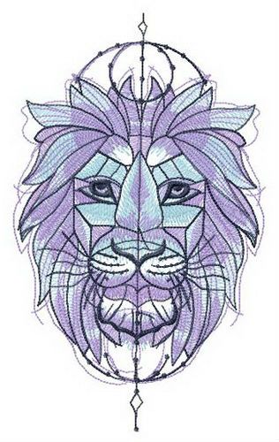 Symmetrical lion machine embroidery design
