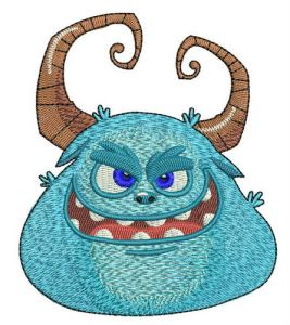 Blue horny monster's muzzle embroidery design