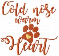 Cold nose warm heart free embroidery design