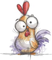 Rooster bright sketch embroidery design