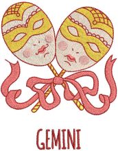 Gemini zodiac sign embroidery design