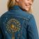 Jeans jacket with Dandelion hot air balloon embroidery design